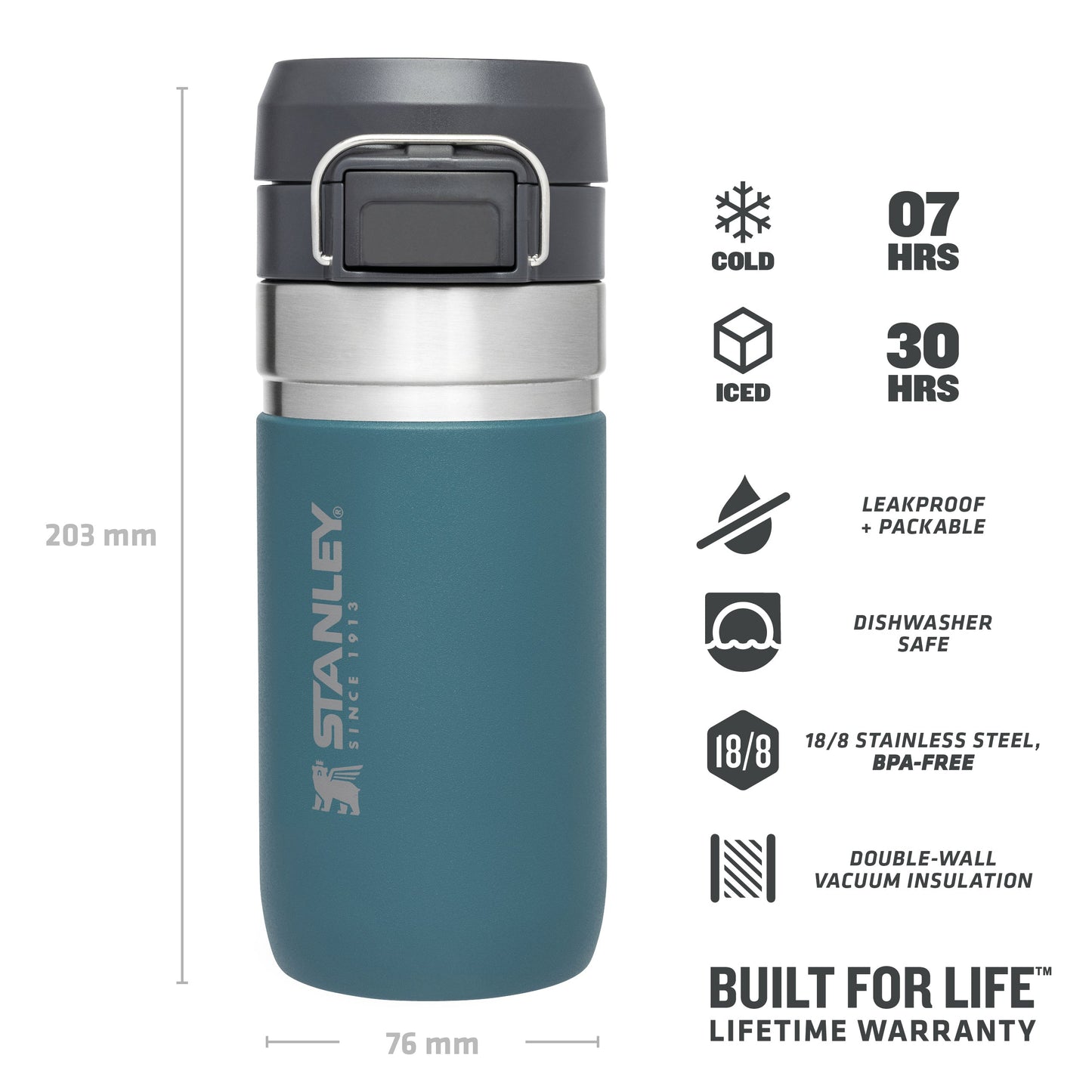 Go Quick Flip Water Bottle | 0.47L - Ѕtаnlеу